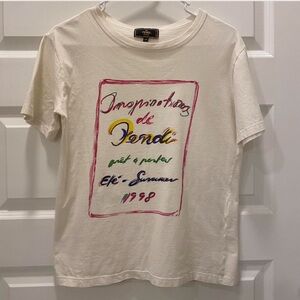 Fendi Vintage White Logo T-Shirt Summer 1998